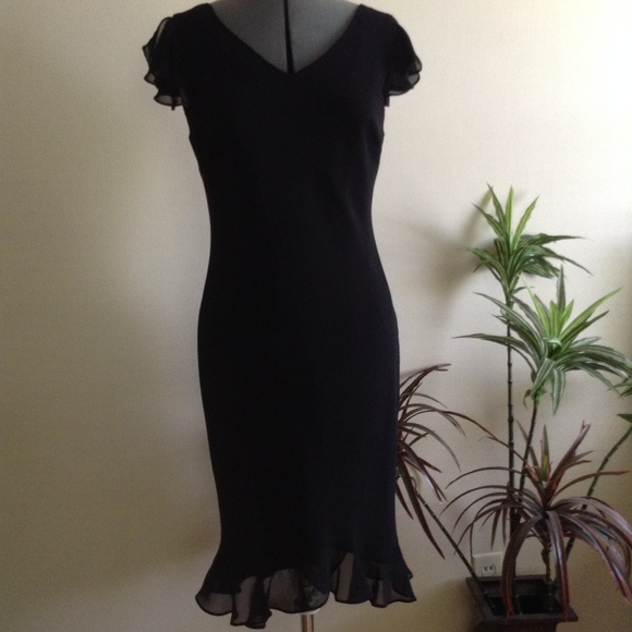 Evan-Picone Black Crepe & Chiffon Evening Dress - Picture 1 of 8